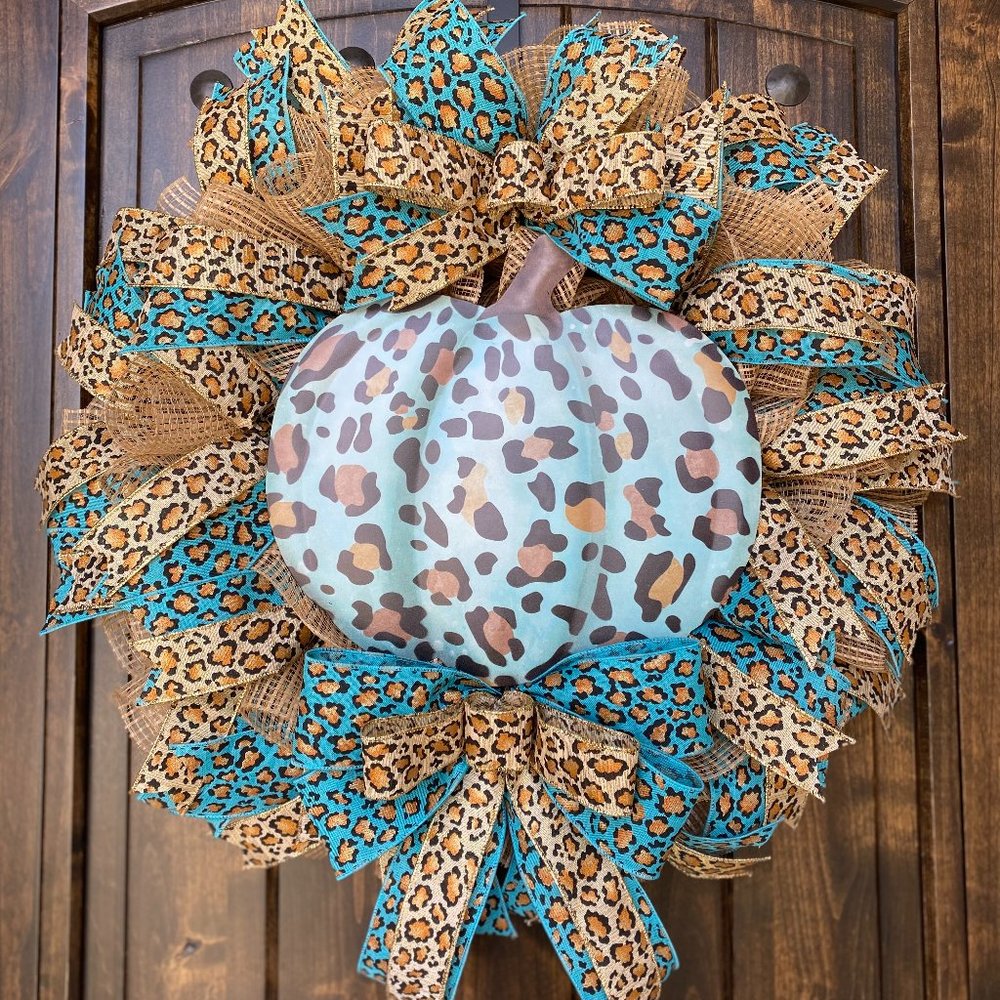 Pumpkin Wreath, Leopard Print Wreath